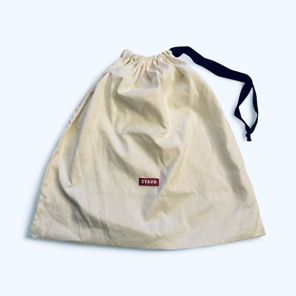 STAUD Ivory Shoe Dust Bag with Black Strap